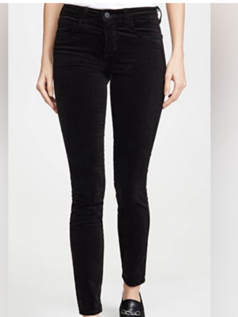 L'AGENCE Marguerite High Rise Skinny Velvet Noir Black Jeans 27 - Picture 15 of 15